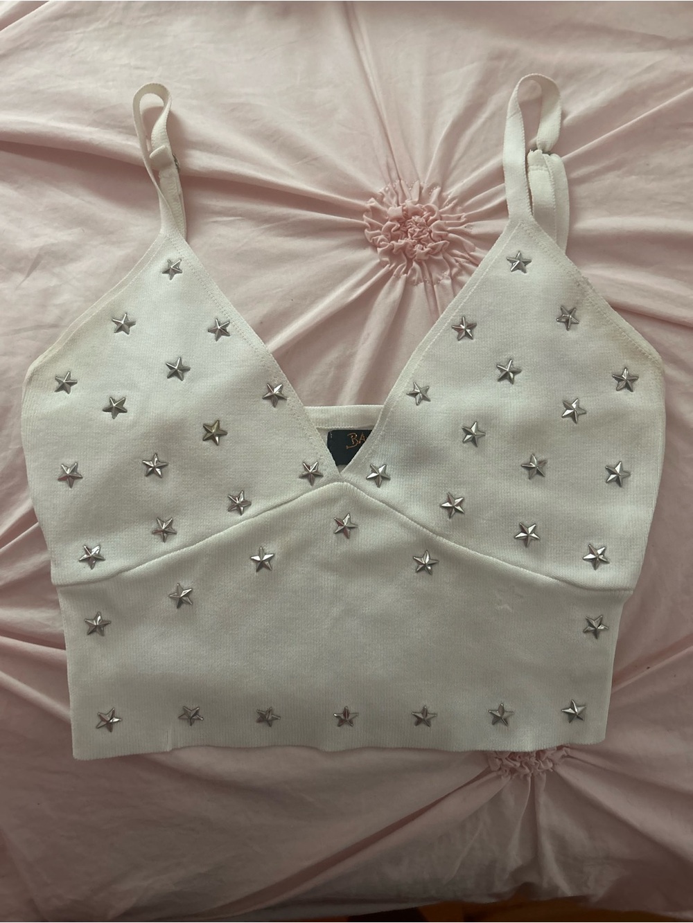 Balboa White Star-Studded Cropped Tank